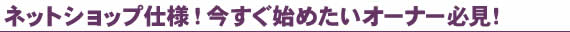 ネットショップ仕様!今すぐ始めたいオーナー必見!